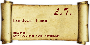 Lendvai Timur névjegykártya
